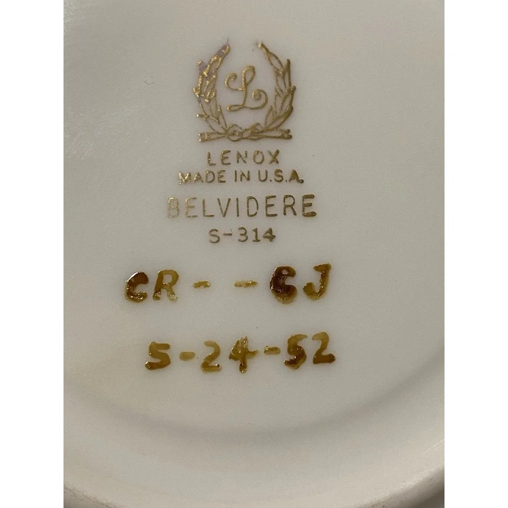 VNTG 1942-55 Lenox Belvidere Cup & Saucer Set Coffee/tea Flowers USA Porcelain
